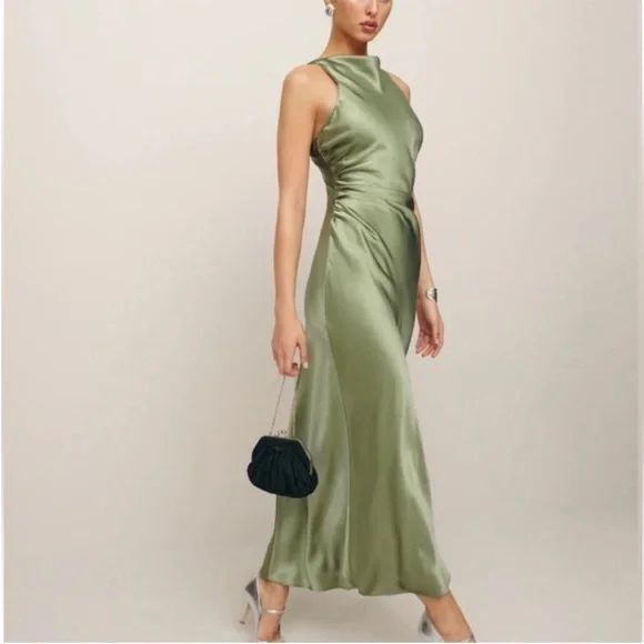 NWT • Casette silk dress in artichoke